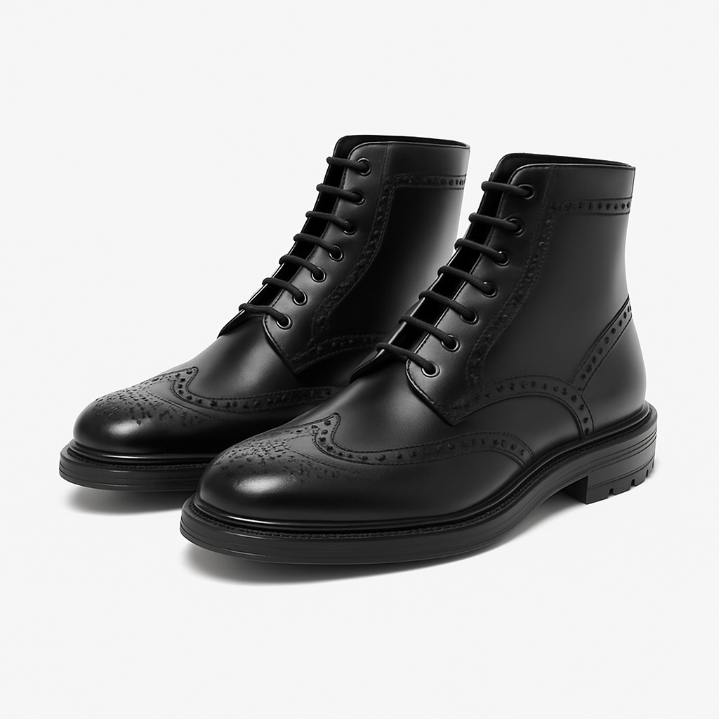Leather Brogue Boots - Jakvane Shoes